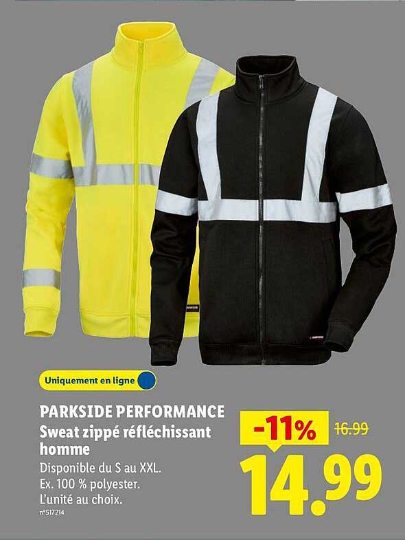 PARKSIDE PERFORMANCE Sweat zippé réfléchissant homme