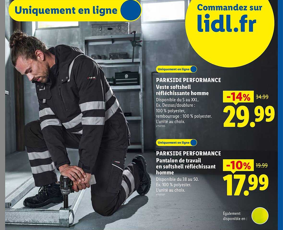PARKSIDE PERFORMANCE Veste softshell réfléchissante homme