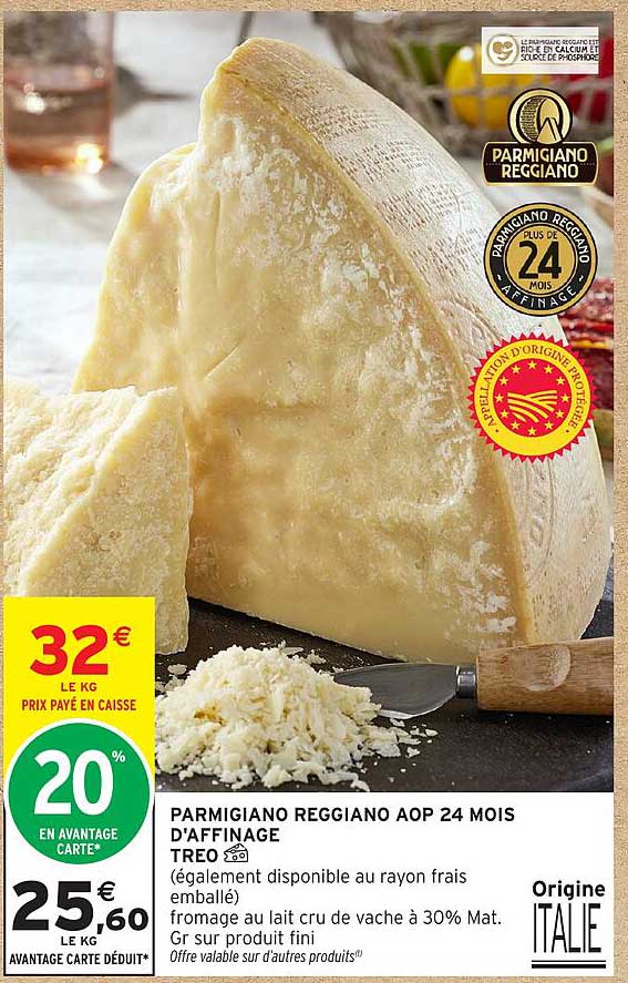 PARMIGIANO REGGIANO AOP 24 MOIS D'AFFINAGE TREO