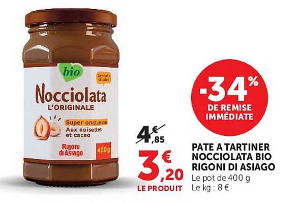 PATE A TARTINER NOCCIOLATA BIO RIGONI DI ASIAGO