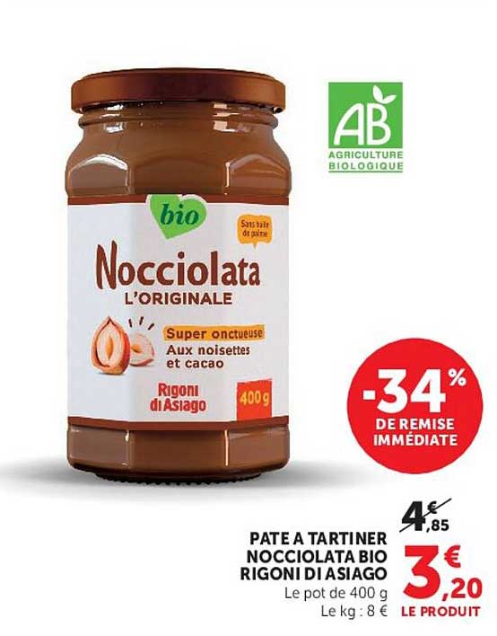 PATE A TARTINER NOCCIOLATA BIO RIGONI DI ASIAGO