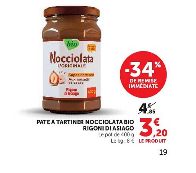 PATE A TARTINER NOCCIOLATA BIO RIGONI DI ASIAGO