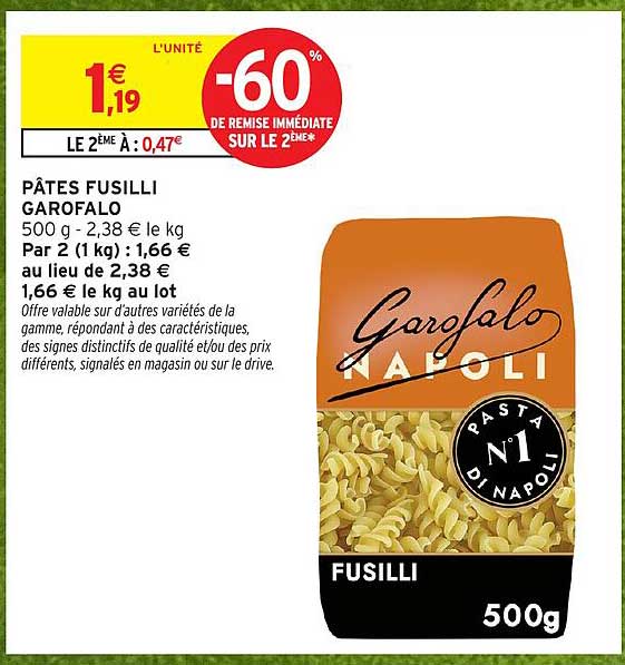 PÂTES FUSILLI GAROFALO
