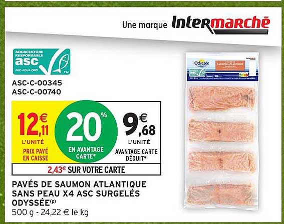 PAVÉS DE SAUMON ATLANTIQUE SANS PEAU X4 ASC SURGELÉS ODYSSEE (p)