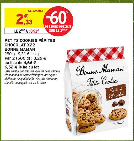 PETITS COOKIES PÉPITES CHOCOLAT x22 BONNE MAMAN