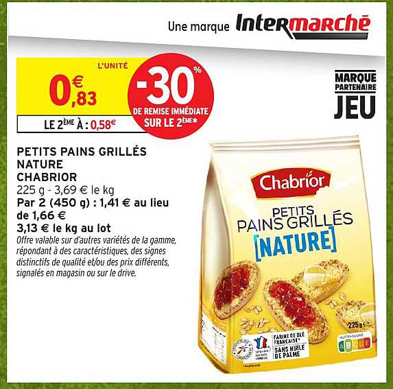 PETITS PAINS GRILLÉS NATURE CHABRIOR