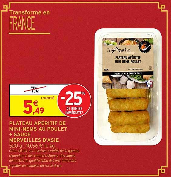 PLATEAU APÉRITIF DE MINI-NEMS AU POULET + SAUCE MERVEILLES D'ASIE