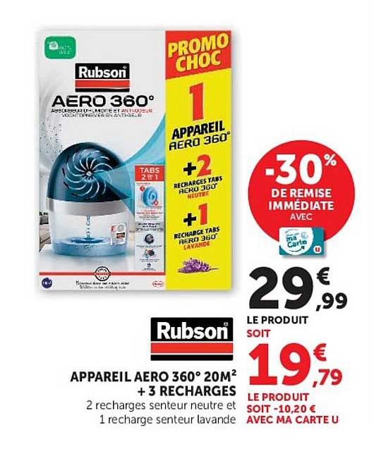 PROMO CHOC 1 APPAREIL AERO 360° + 2 RECHARGES TABS AERO 360° NEUTRE + 1 RECHARGE TABS AERO 360° LAVANDE