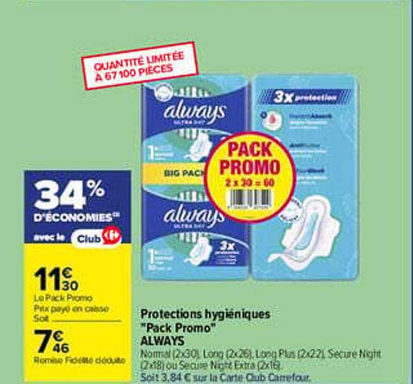 Protections hygiéniques "Pack Promo" ALWAYS
