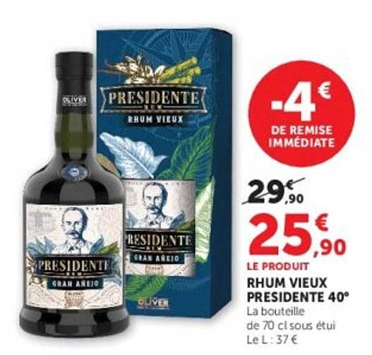 Rhum vieux Presidente 40°