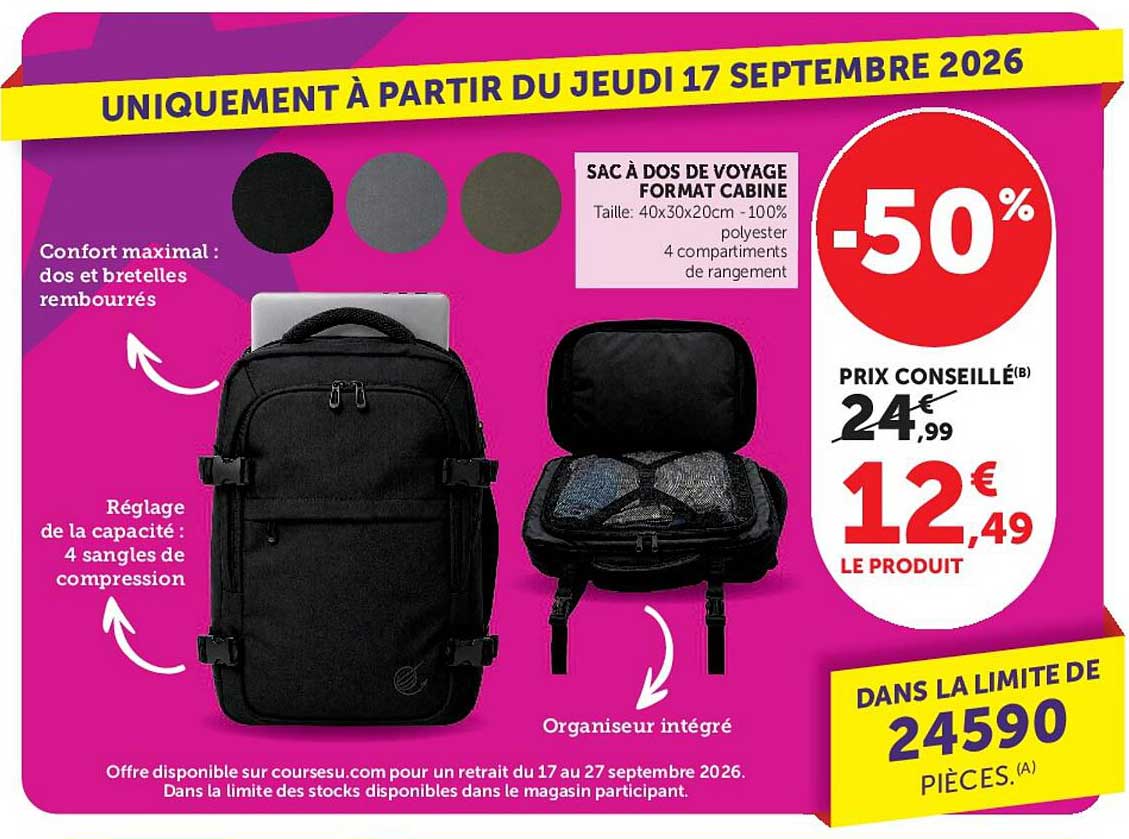 SAC À DOS DE VOYAGE FORMAT CABINE