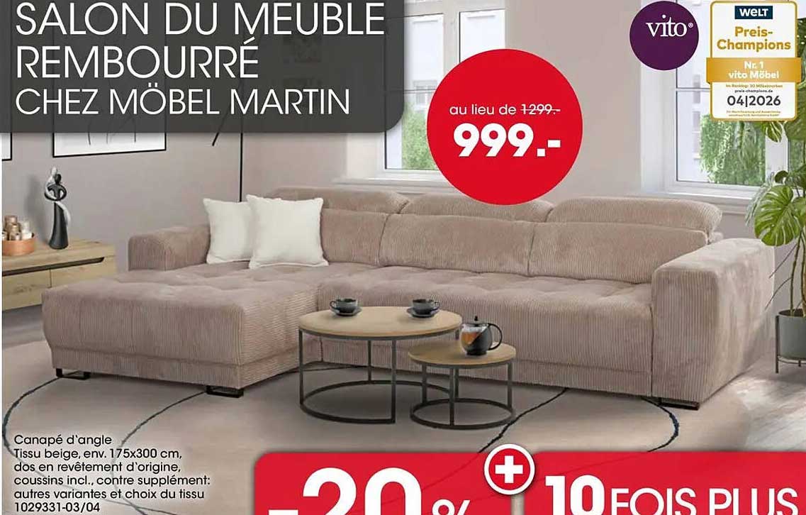 SALON DU MEUBLE REMBOURRÉ CHEZ MÖBEL MARTIN