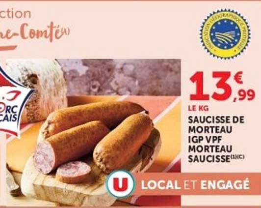 SAUCISSE DE MORTEAU IGP VPF MORTEAU SAUCISSE 1X1KG