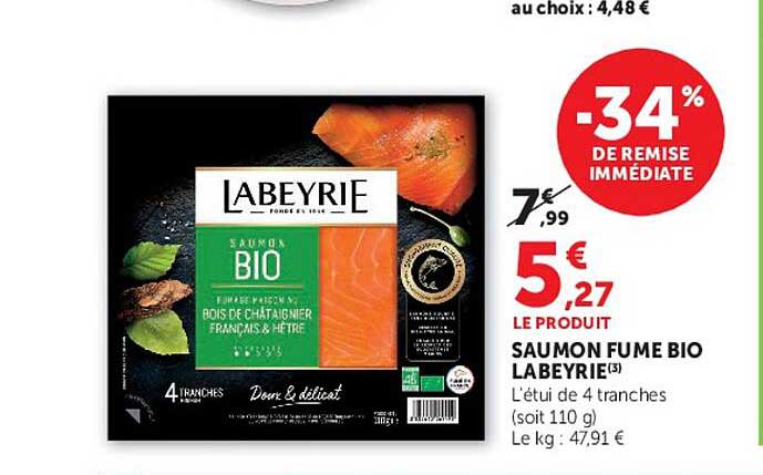 SAUMON FUME BIO LABEYRIE L’étui de 4 tranches