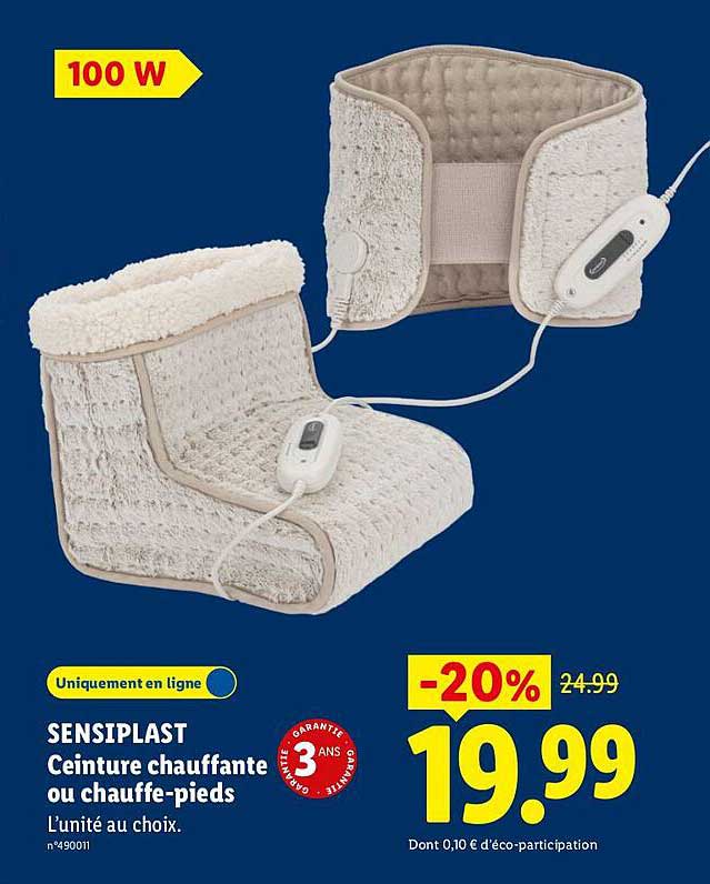 SENSIPLAST Ceinture chauffante ou chauffe-pieds