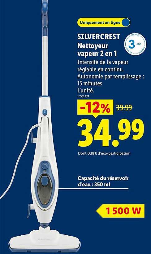 SILVERCREST Nettoyeur vapeur 2 en 1