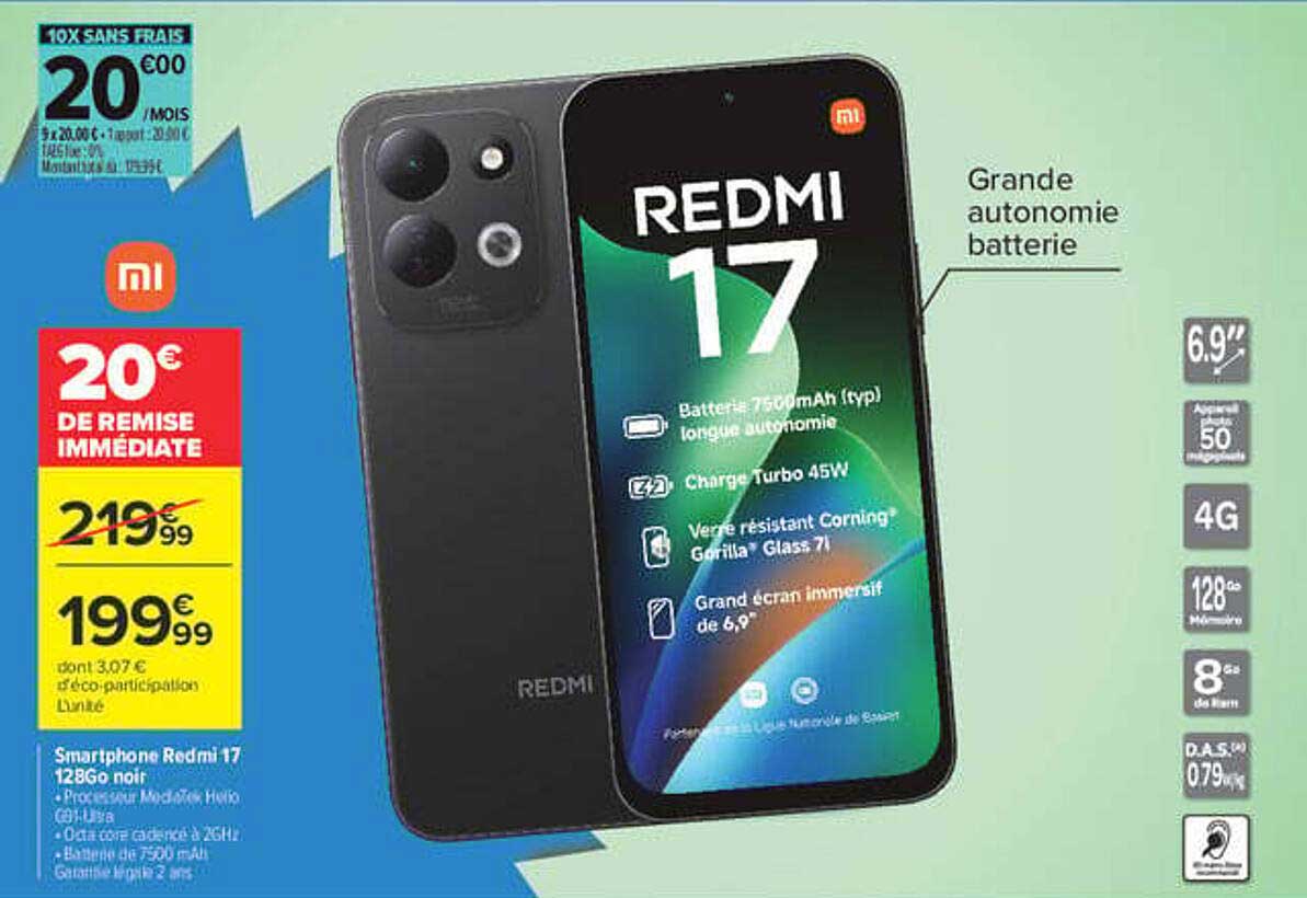 Smartphone Redmi 17 128Go noir