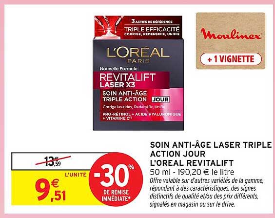 SOIN ANTI-ÂGE LASER TRIPLE ACTION JOUR L'OREAL REVITALIFT 50 ml