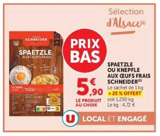 Spaetzle ou Knepfle aux oeufs frais Schneider