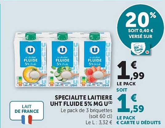 SPECIALITE LAITIERE UHT FLUIDE 5% MG U