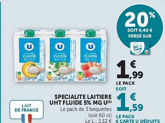 SPECIALITE LAITIERE UHT FLUIDE 5% MG U2
