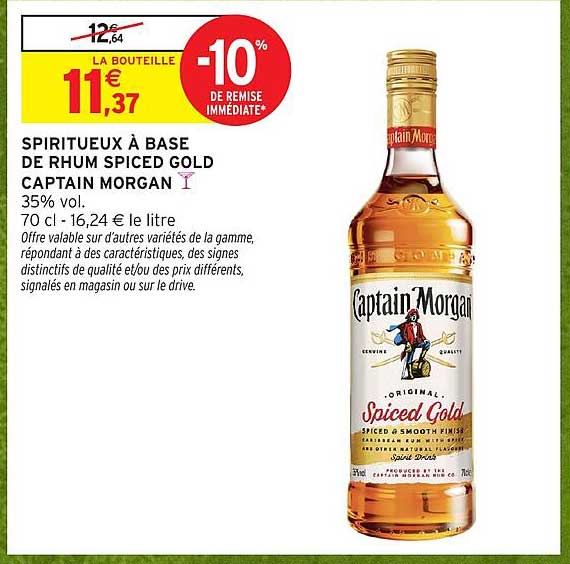 SPIRITUEUX À BASE DE RHUM SPICED GOLD CAPTAIN MORGAN
