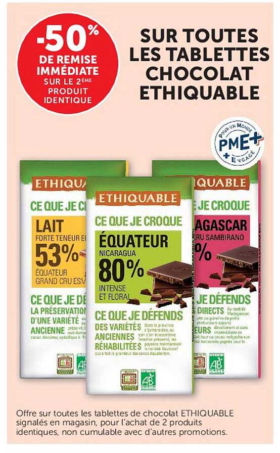 SUR TOUTES LES TABLETTES CHOCOLAT ETHIQUABLE