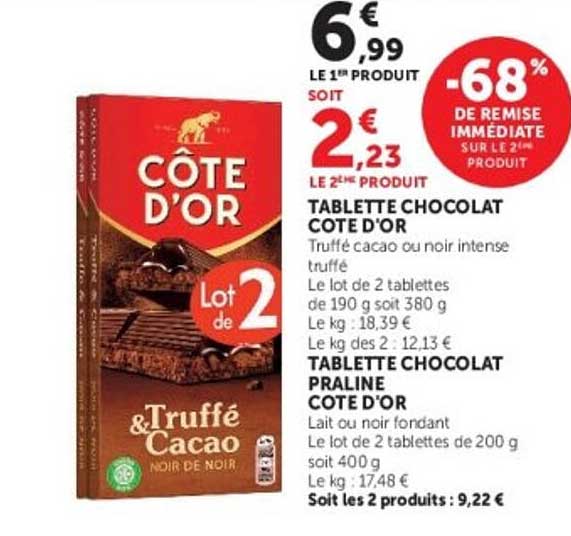 TABLETTE CHOCOLAT COTE D'OR