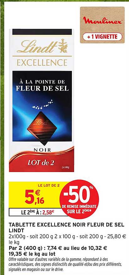 TABLETTE EXCELLENCE NOIR FLEUR DE SEL LINDT