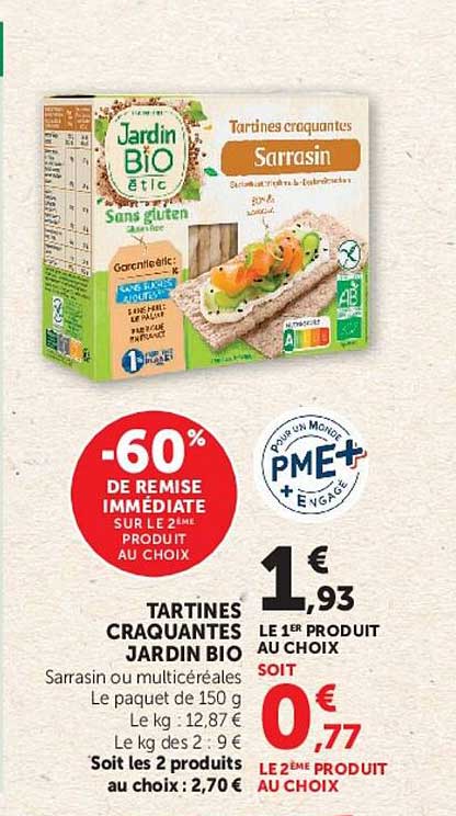TARTINES CRAQUANTES JARDIN BIO