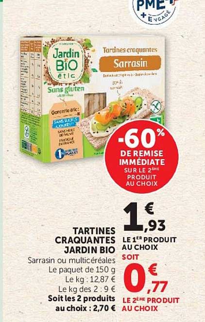 TARTINES CRAQUANTES JARDIN BIO Sarrasin ou multicéréales