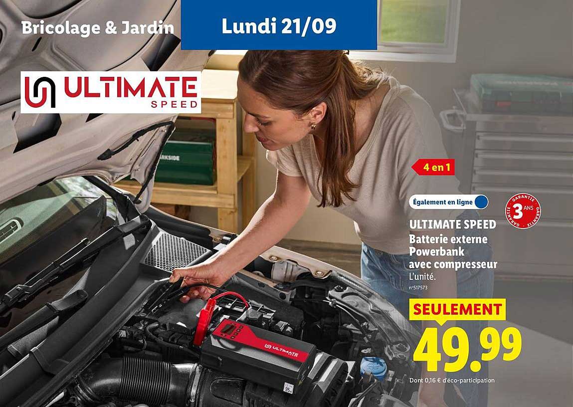 ULTIMATE SPEED Batterie externe Powerbank avec compresseur