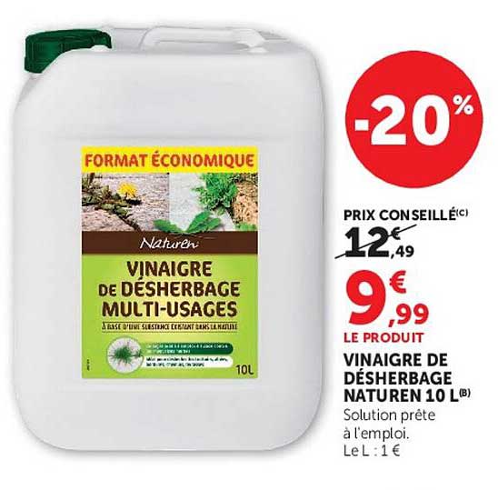 VINAIGRE DE DESHERBAGE NATUREN 10 L
