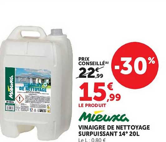 VINAIGRE DE NETTOYAGE SURPUISSANT 14° 20L