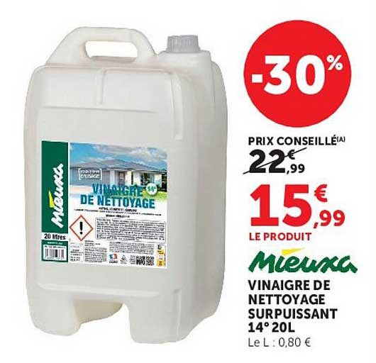 VINAIGRE DE NETTOYAGE SURPUISSANT 14° 20L