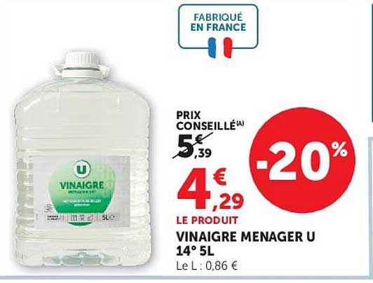 VINAIGRE MENAGER U 14° 5L