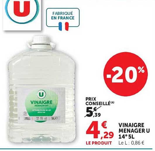 VINAIGRE MENAGER U 14° 5L