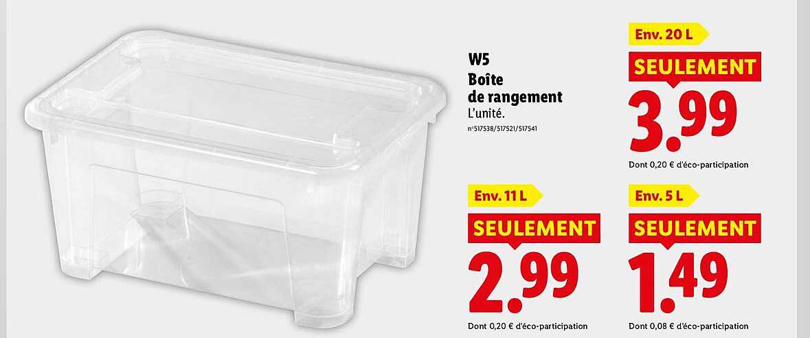 W5 Boîte de rangement L'unité.