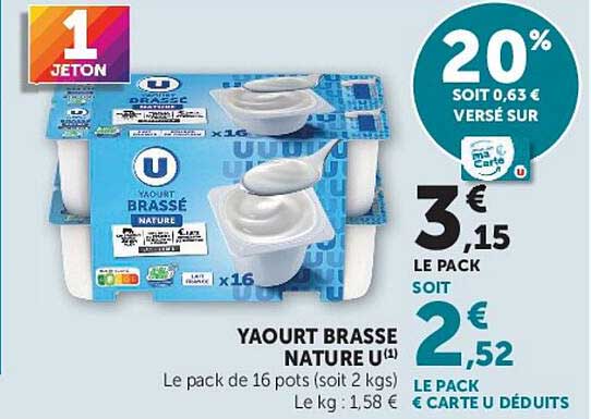 YAOURT BRASSE NATURE U