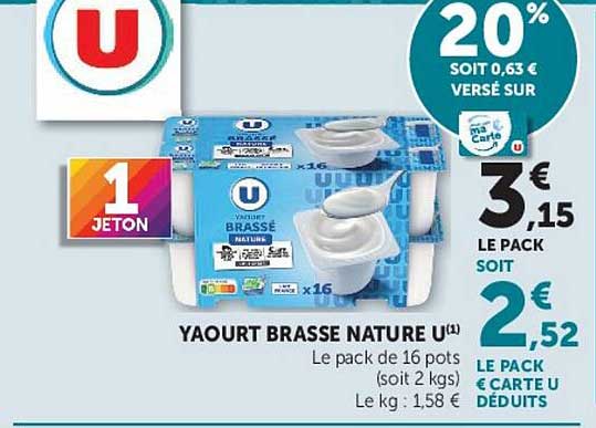 YAOURT BRASSE NATURE U