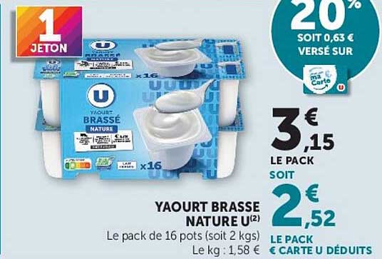 YAOURT BRASSE NATURE U(2)
