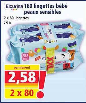 160 lingettes bébé peaux sensibles