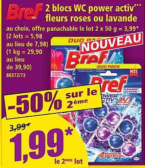 2 blocs WC power activ*** fleurs roses ou lavande