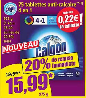 75 tablettes anti-calcaire 4 en 1