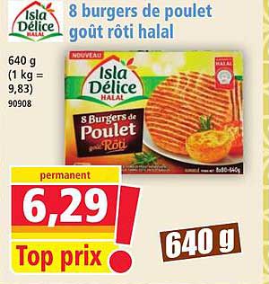 8 burgers de poulet goût rôti halal