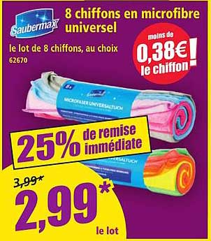 8 chiffons en microfibre universel