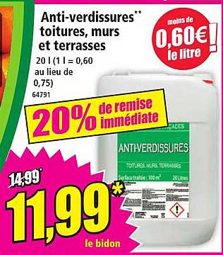 Anti-verdissures toitures, murs et terrasses