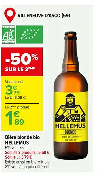 Bière blonde bio HELLEMUS