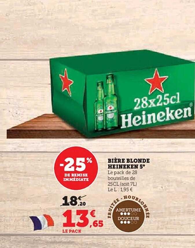 BIÈRE BLONDE HEINEKEN 5"