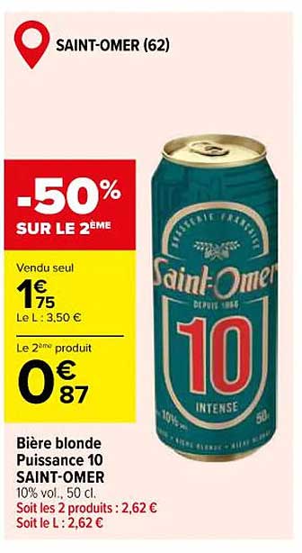 Bière blonde Puissance 10 SAINT-OMER